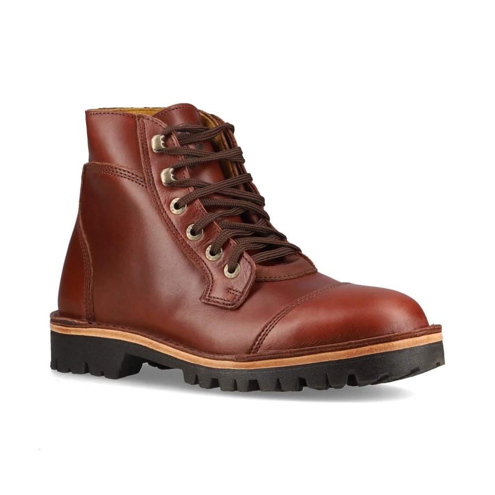 Men's Brown Leather Lace-Up Work Boots